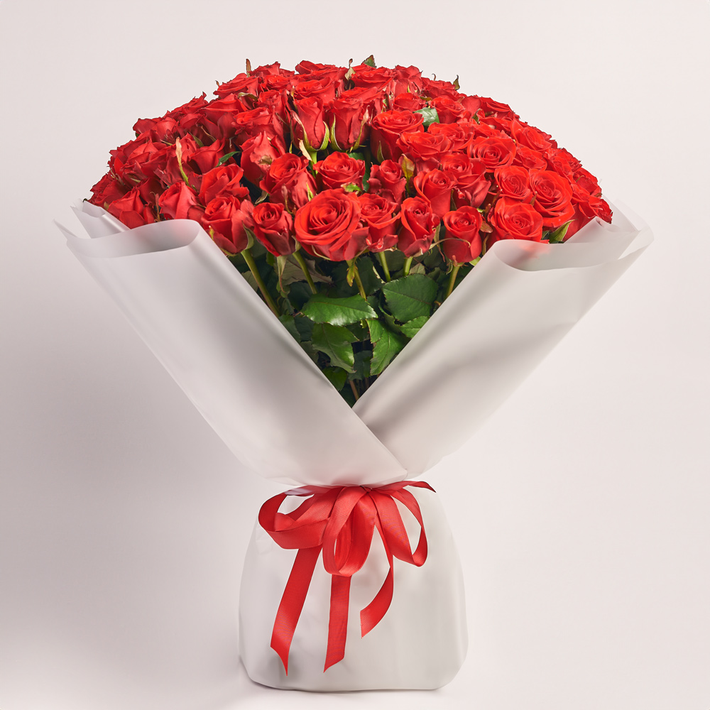 Product image Bouquet 101 Red Rose Red Eagle, packaging: Transparent, vendor code: 3756