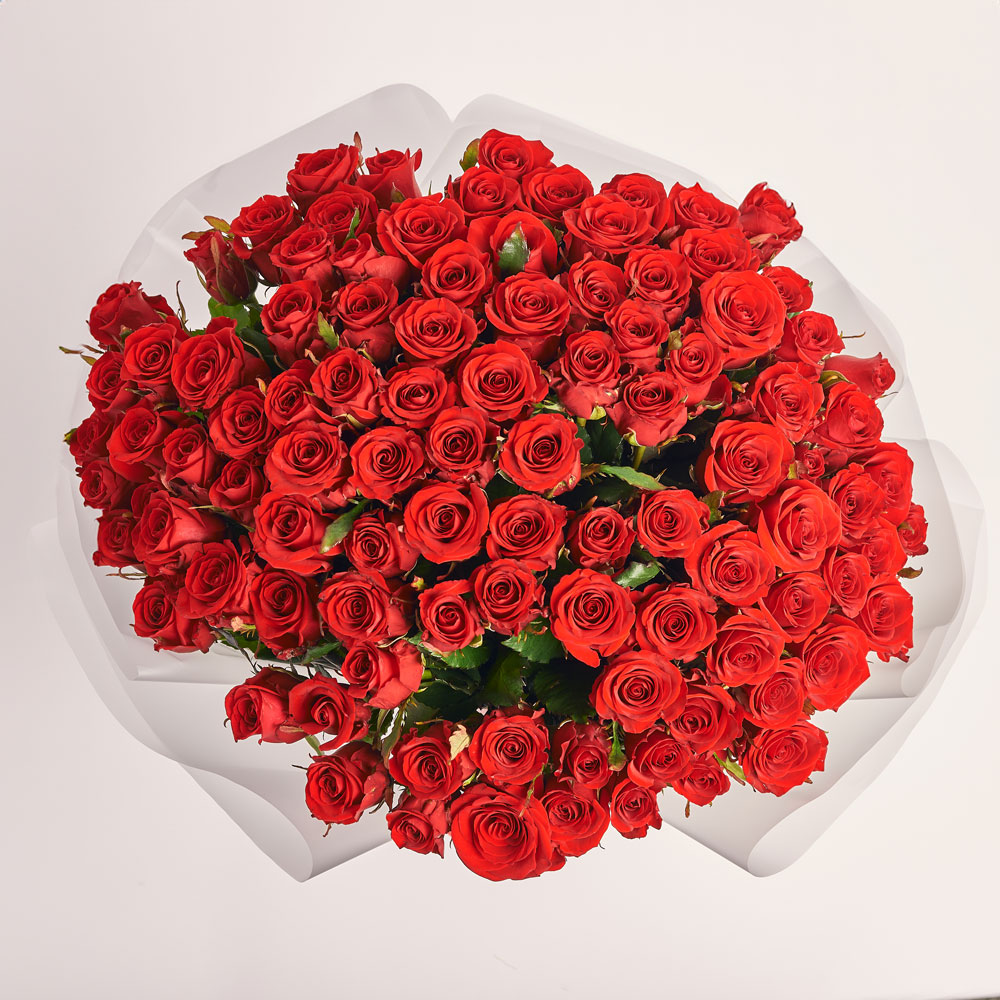 Product image Bouquet 101 Red Rose Red Eagle, packaging: Transparent, vendor code: 3756