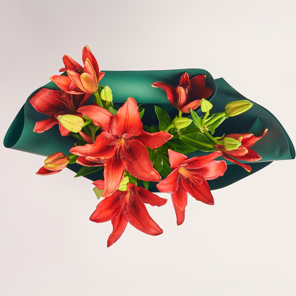 Product image Bouquet of 5 Red Lilies, vendor code: 3798