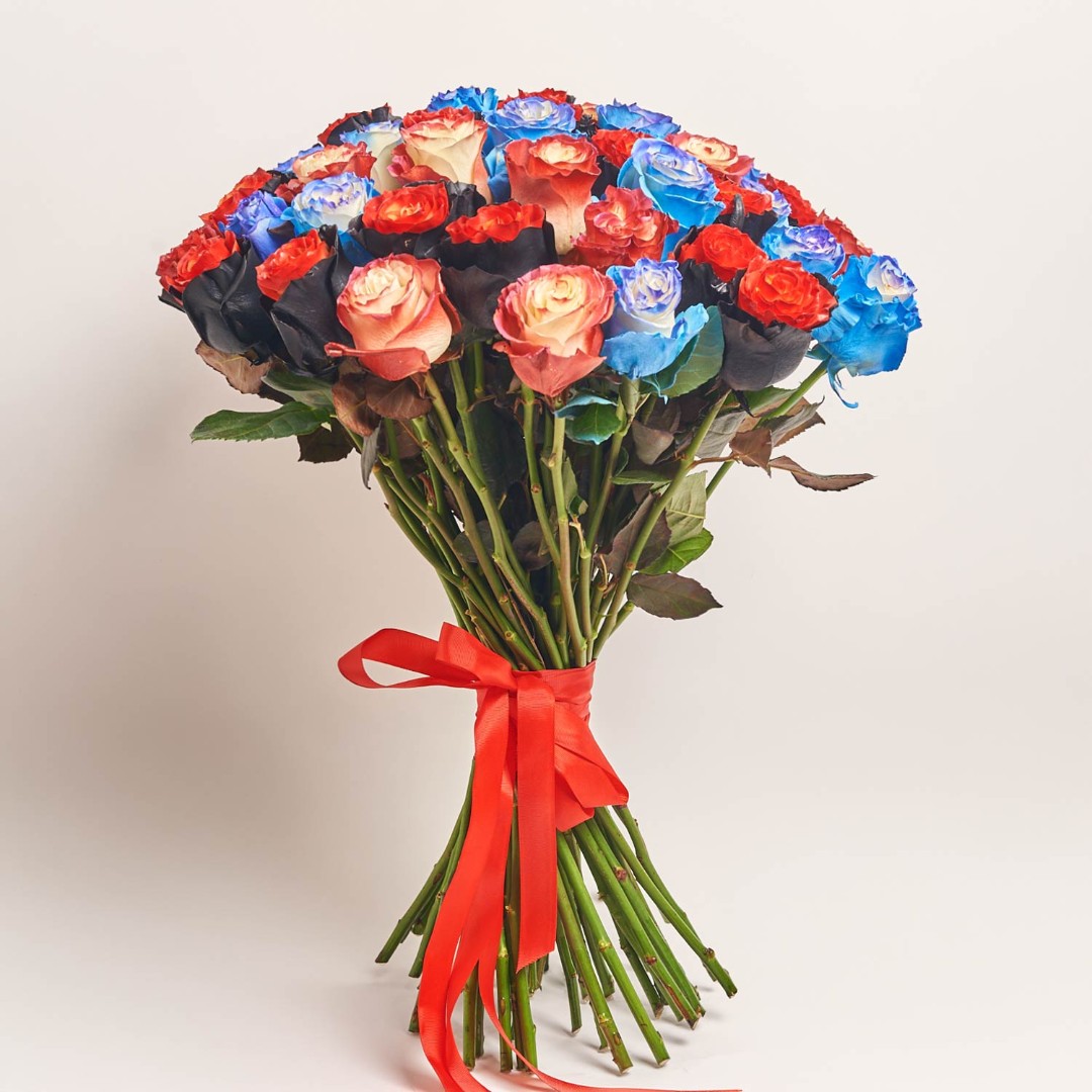 Product image Bouquet 51 Painted  Roses Mix, vendor code: 4045