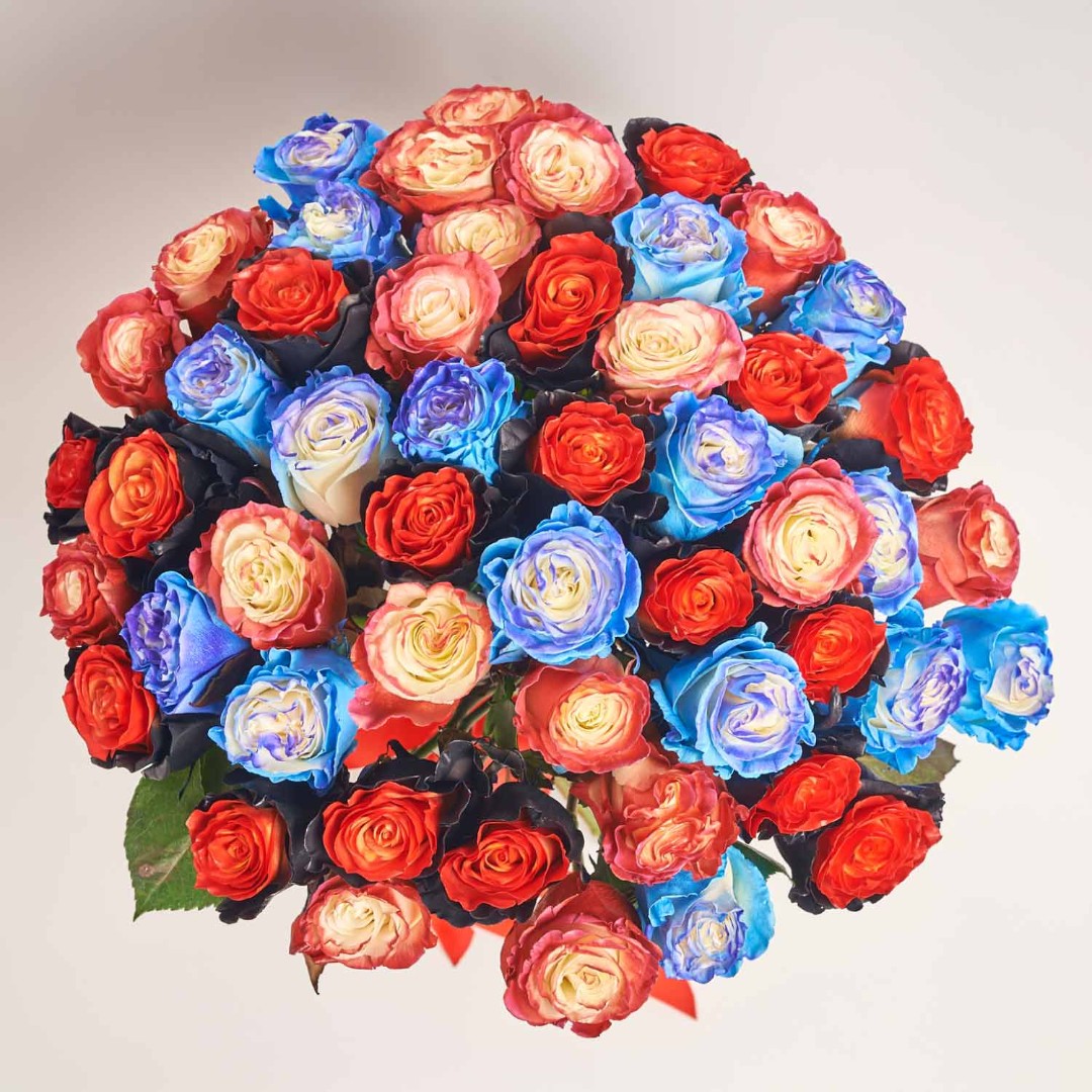 Product image Bouquet 51 Painted  Roses Mix, vendor code: 4045