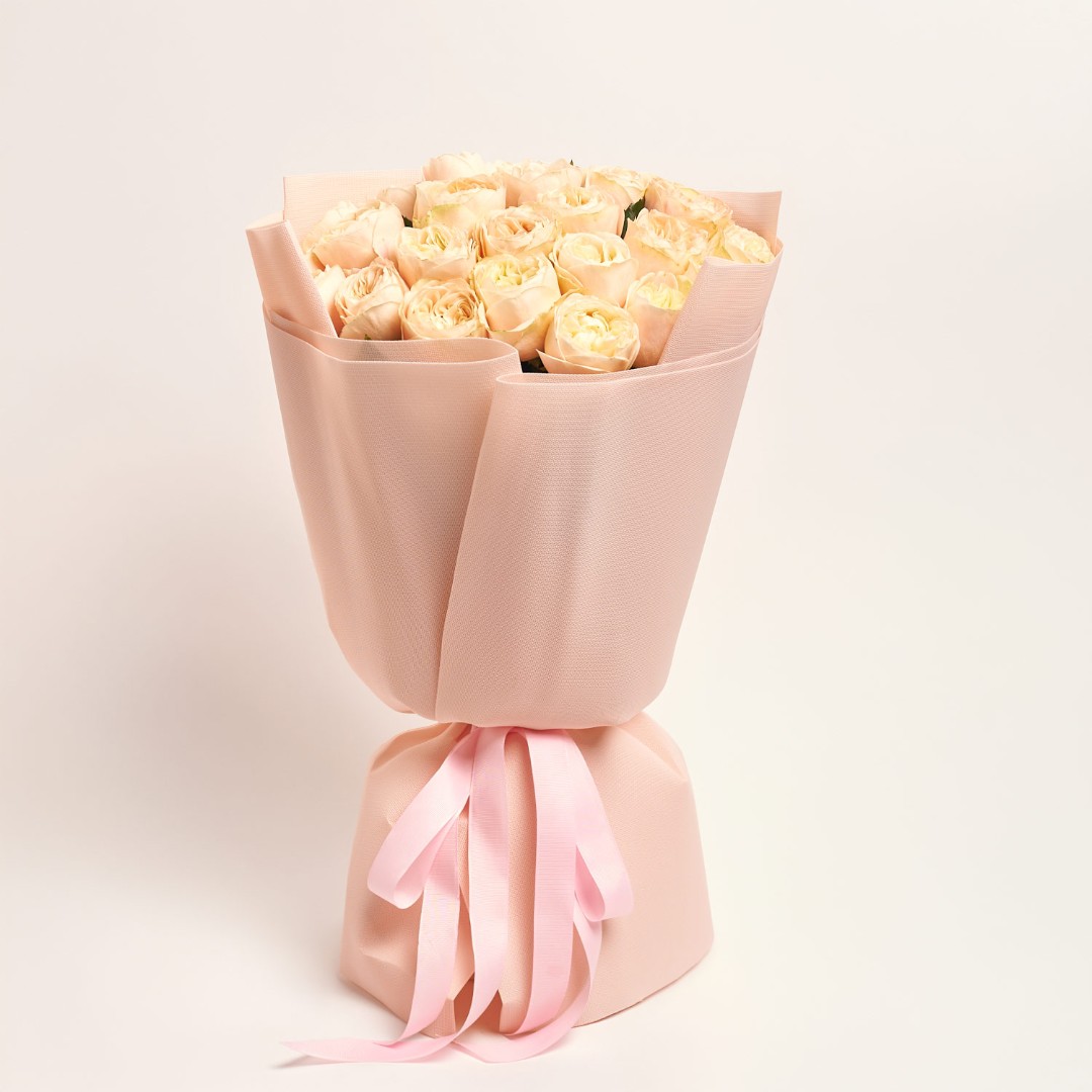 Product image Bouquet of 25 Cream peony Roses, vendor code: 4050