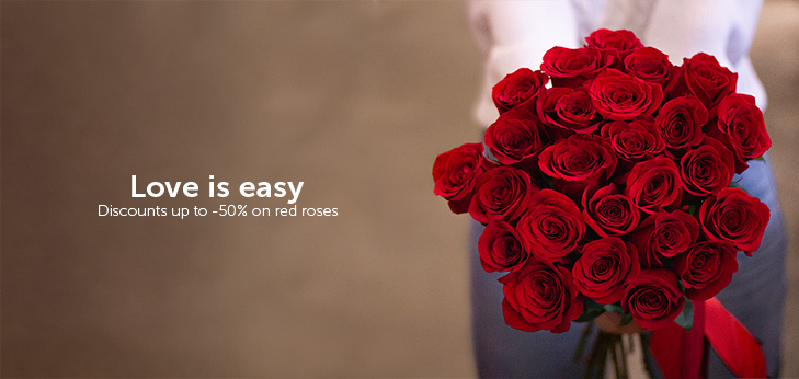 Discounts up to -50% on red roses